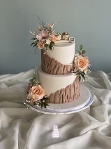 2 tier bark effect wedding cake